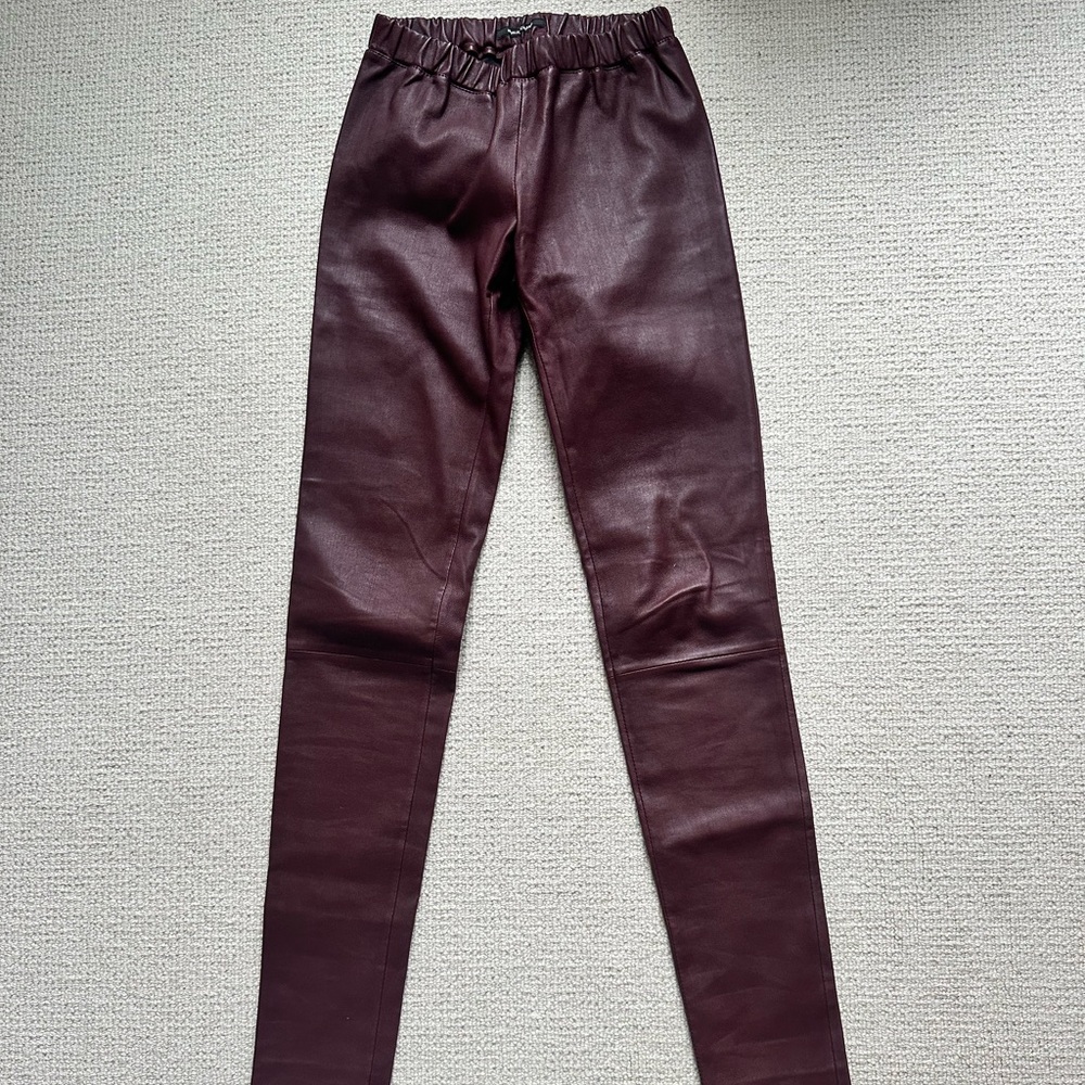 Monika Chaing Bordeaux-Colored leather pants, xs